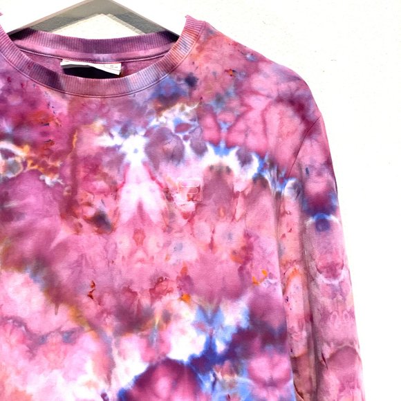 Fila Long Sleeve Crew Neck Custom Tie Dye Sweatshirt with Pockets - Picture 6 of 12
